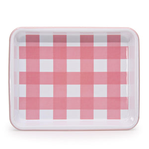ecomposer-color-max pink, MAXH190GNG-PNK - Max Humphrey x CCH Gingham Small Rectangle Tray, Max Pink