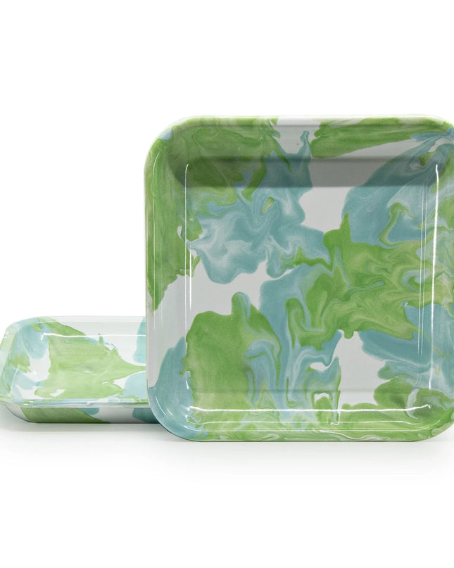 MM09S2 - Modern Monet Square Trays - Set of 2 - Golden Rabbit Enamelware