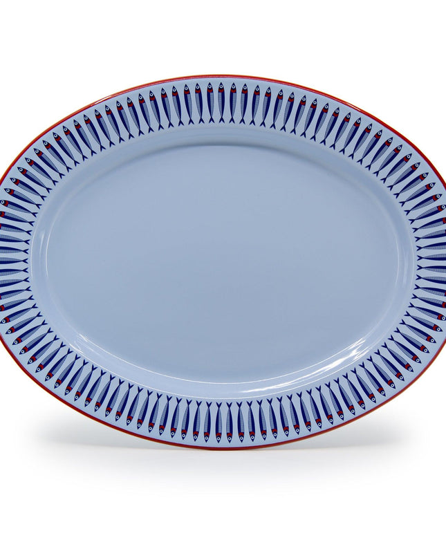 Mur by Ayca x CCH Anchovies Small 14 inch Oval Tray, Red Rim