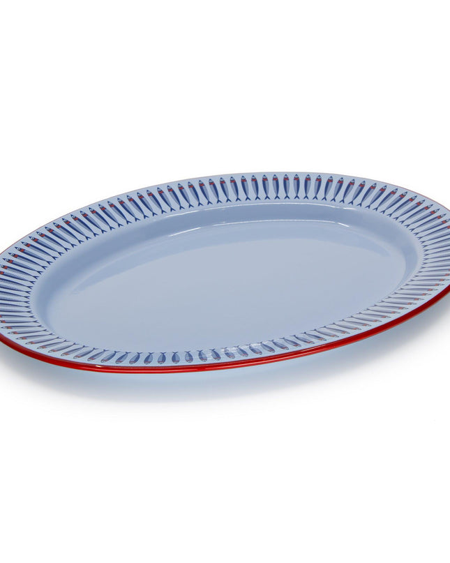 Mur by Ayca x CCH Anchovies Small 14 inch Oval Tray, Red Rim