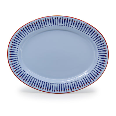 Mur by Ayca x CCH Anchovies Small 14 inch Oval Tray, Red Rim