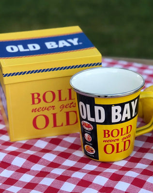 OB86 - Old Bay 16 oz Latte Mug Gift Box - Golden Rabbit Enamelware