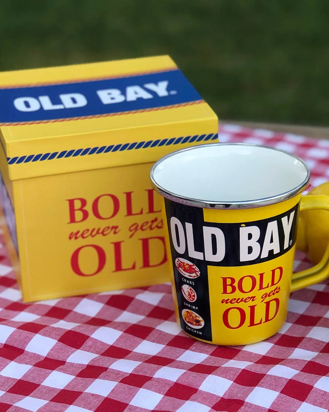 OB86 - Old Bay 16 oz Latte Mug Gift Box - Golden Rabbit Enamelware