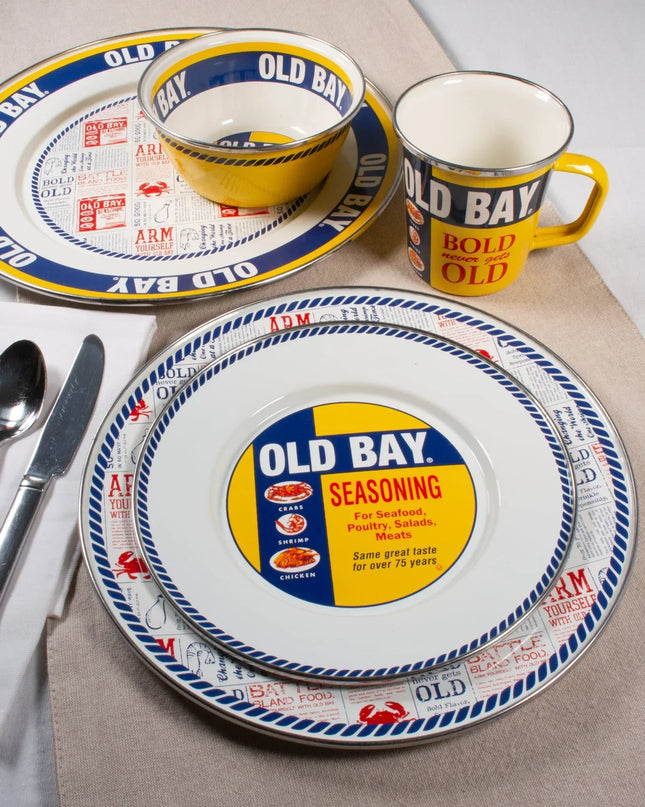 OB07S4 - Old Bay Dinner Plates - Set of 4 - Golden Rabbit Enamelware