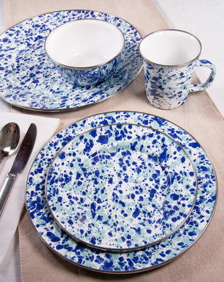 OC07S4 - Ocean Swirl Dinner Plates - Set of 4 - Golden Rabbit Enamelware