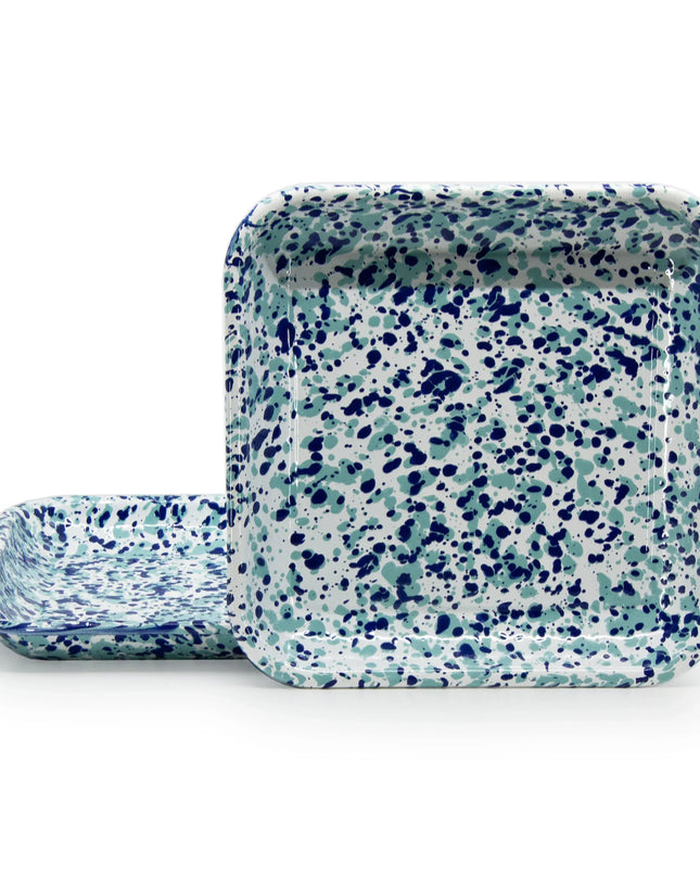 OC09S2 - Ocean Swirl Square Trays - Set of 2 - Golden Rabbit Enamelware