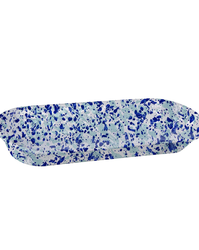 OC10 - Ocean Swirl Oval Basket - Golden Rabbit Enamelware
