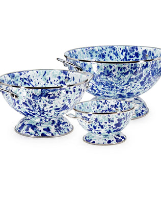 OCCOLS - Ocean Swirl Set Of Colanders - Golden Rabbit Enamelware