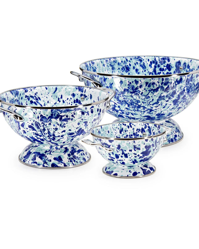 OCCOLS - Ocean Swirl Set Of Colanders - Golden Rabbit Enamelware