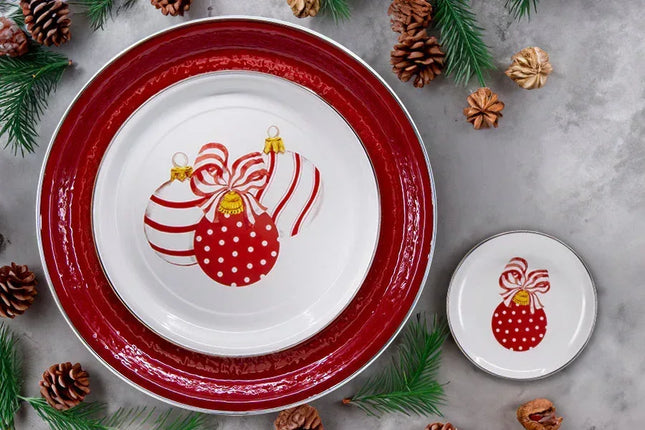OM62S4 - Ornament Appetizer Plates-Set of 4 - Golden Rabbit Enamelware