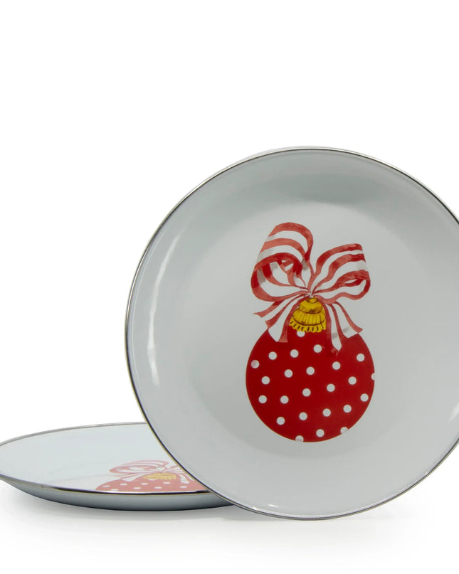 OM36S2 - Ornament Chargers - Set of 2 - Golden Rabbit Enamelware