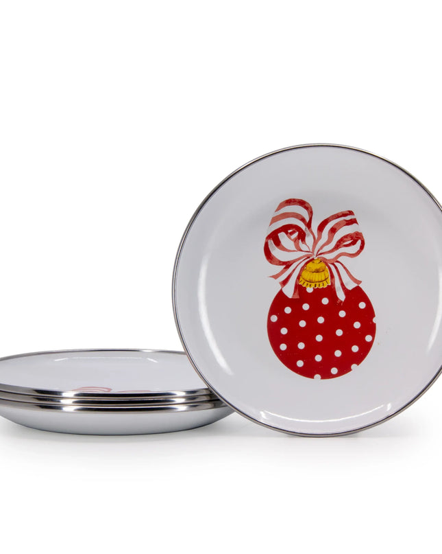 OM62S4 - Ornament Appetizer Plates-Set of 4 - Golden Rabbit Enamelware