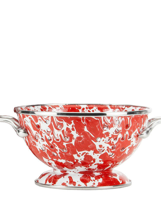 RDCOLS - Red Swirl Set Of Colanders - Golden Rabbit Enamelware