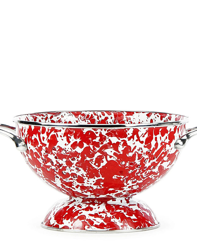 RDCOLS - Red Swirl Set Of Colanders - Golden Rabbit Enamelware