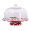Red Swirl Cake Plate with Cover