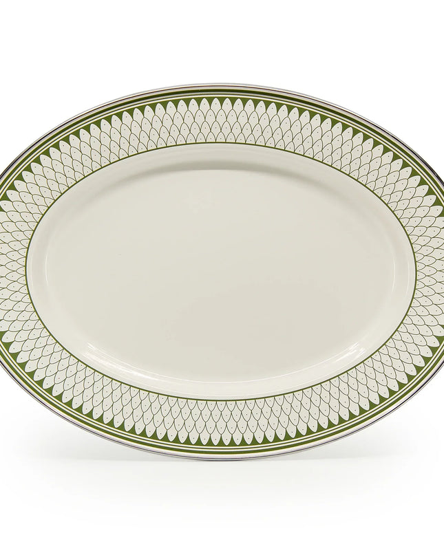 {{ variant.sku }} - Olive Sevilla Oval Platter - Golden Rabbit Enamelware