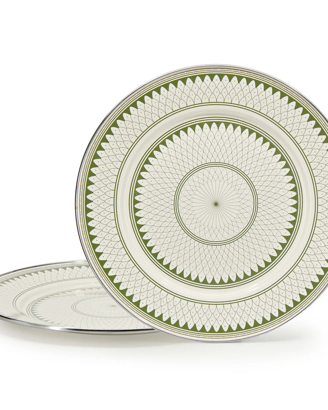 {{ variant.sku }} - Olive Sevilla Chargers - Set of 2 - Golden Rabbit Enamelware