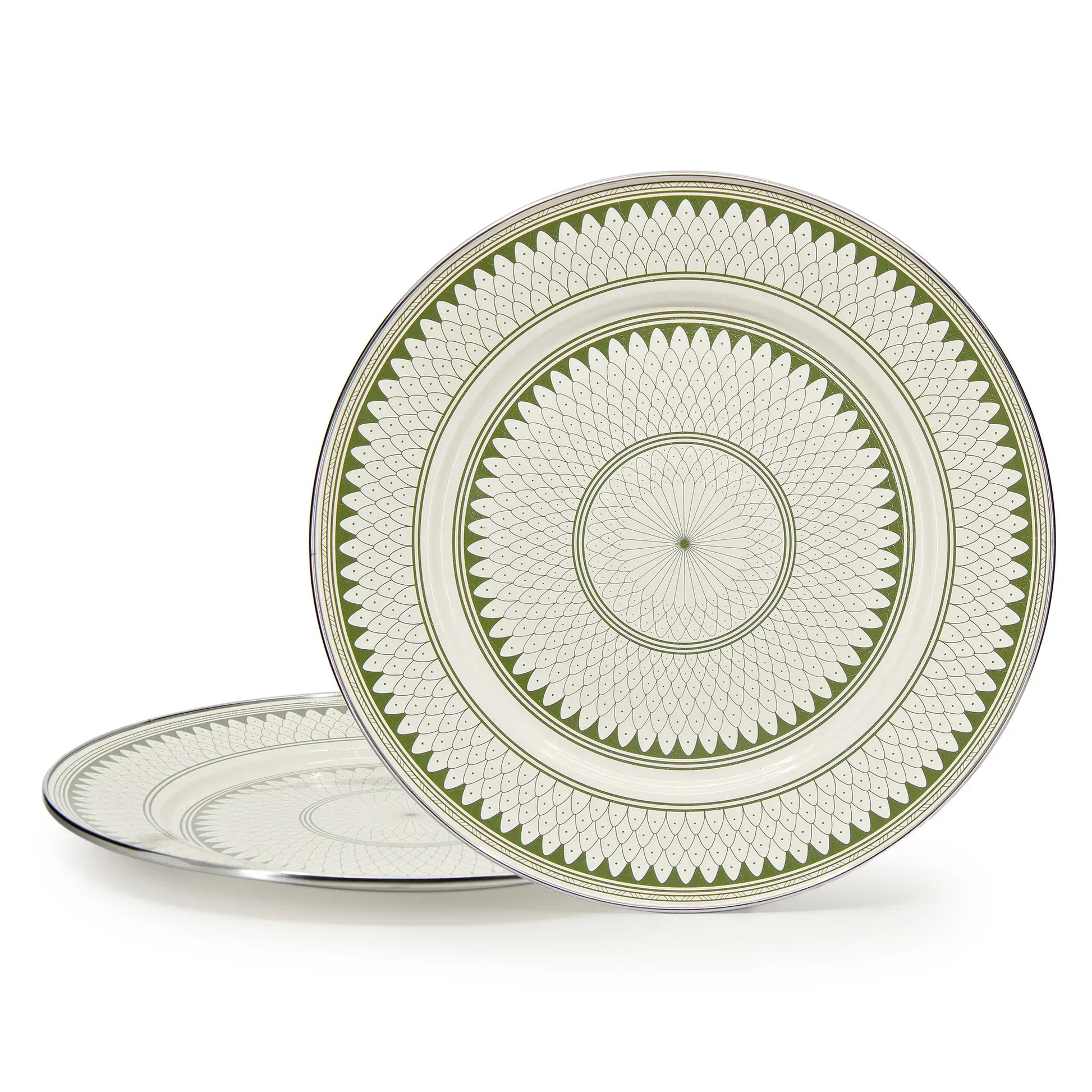 {{ variant.sku }} - Olive Sevilla Chargers - Set of 2 - Golden Rabbit Enamelware