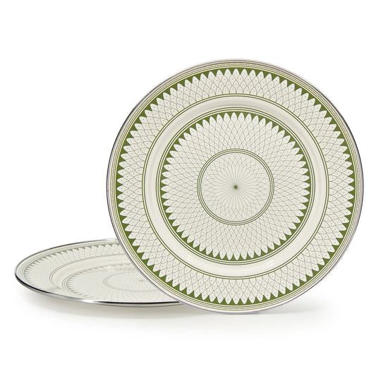 {{ variant.sku }} - Olive Sevilla Chargers - Set of 2 - Golden Rabbit Enamelware