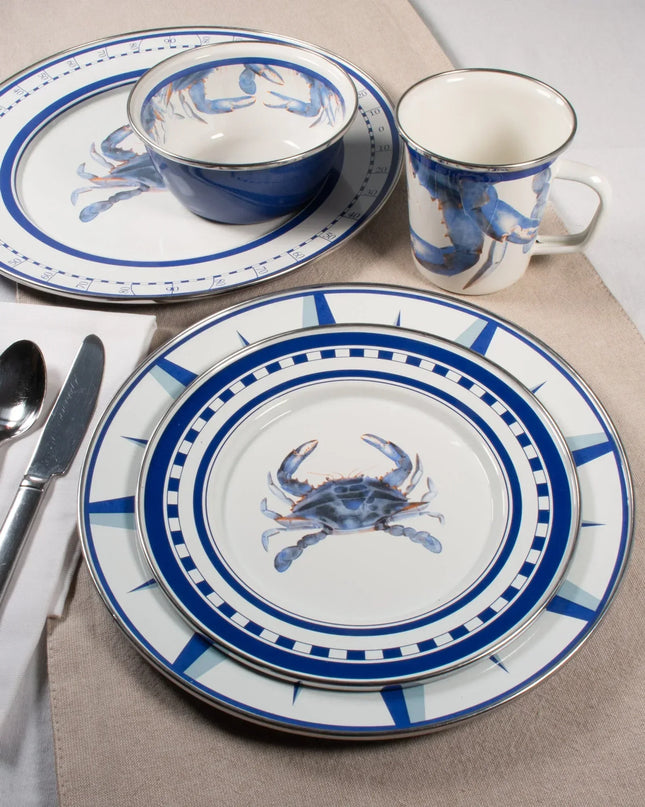 SE28S4 - Blue Crab 24 oz Grande Mugs - Set of 4 - Golden Rabbit Enamelware