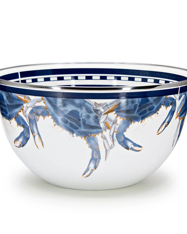 SE89 - Blue Crab Large Salad Bowl - Golden Rabbit Enamelware