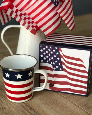 SS86 - Stars and Stripes 16 oz Latte Mug Gift Box - Golden Rabbit Enamelware