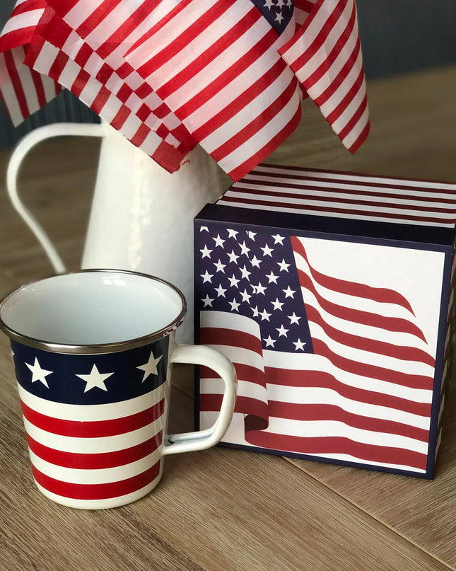 SS86 - Stars and Stripes 16 oz Latte Mug Gift Box - Golden Rabbit Enamelware