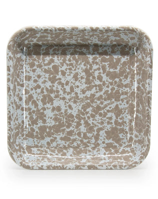 TP09S2 - Taupe Swirl Square Trays - Set of 2 - Golden Rabbit Enamelware