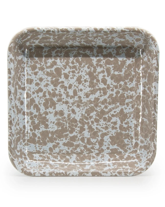 TP09S2 - Taupe Swirl Square Trays - Set of 2 - Golden Rabbit Enamelware