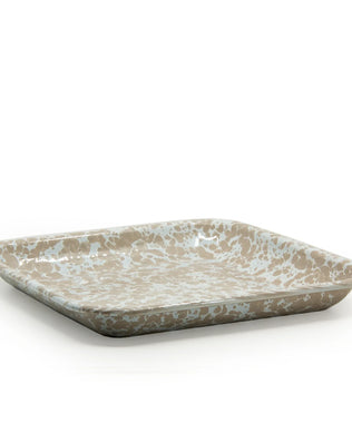TP09S2 - Taupe Swirl Square Trays - Set of 2 - Golden Rabbit Enamelware