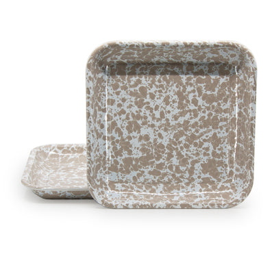 TP09S2 - Set of 2 Taupe Swirl Square Plates  Primary Image