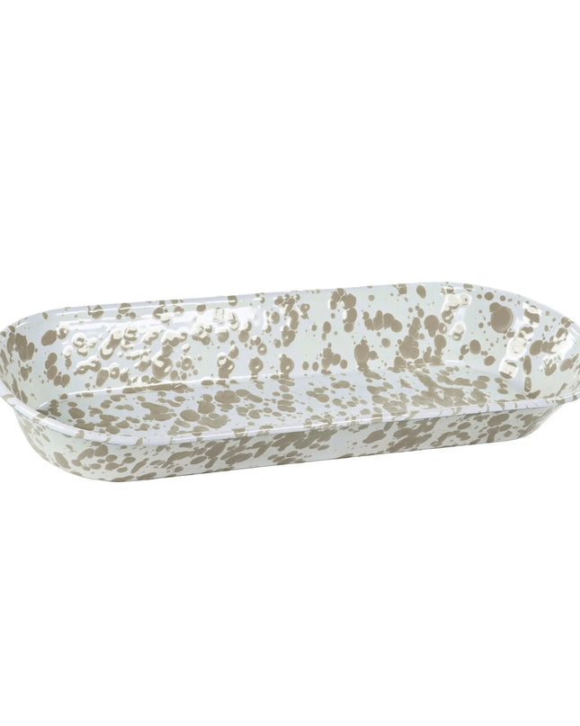 TP10 - Taupe Swirl Oval Basket - Golden Rabbit Enamelware