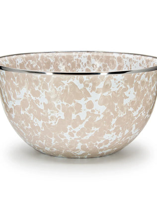 TP89 - Taupe Swirl Large Salad Bowl - Golden Rabbit Enamelware