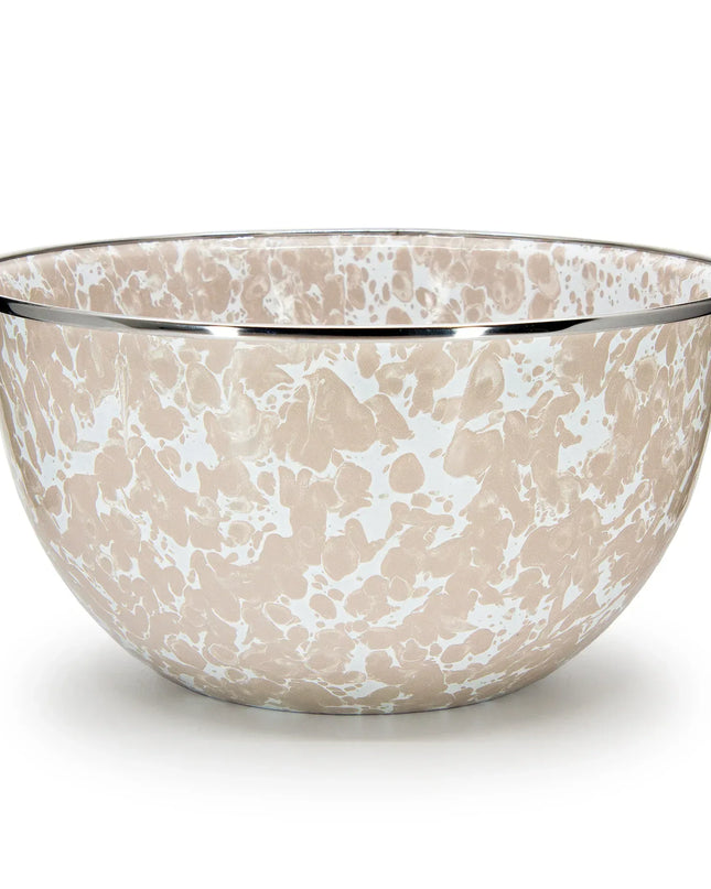 TP89 - Taupe Swirl Large Salad Bowl - Golden Rabbit Enamelware