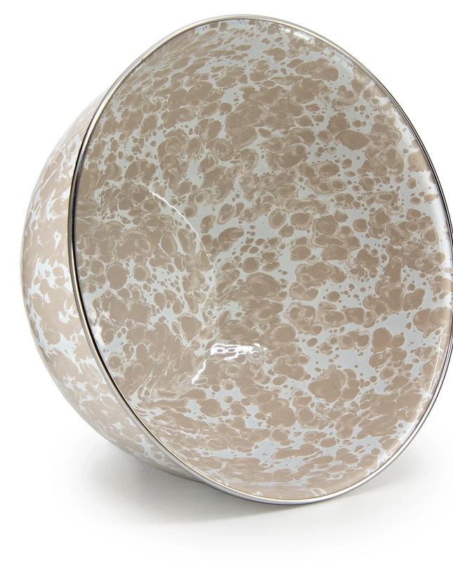 TP89 - Taupe Swirl Large Salad Bowl - Golden Rabbit Enamelware