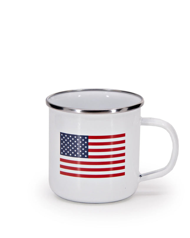 US05S4 - Set of 4 US Flag Adult Mugs - Golden Rabbit Enamelware