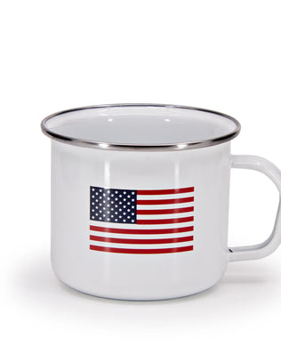 US28S4 - Set of 4 US Flag Grande Mugs - Golden Rabbit Enamelware