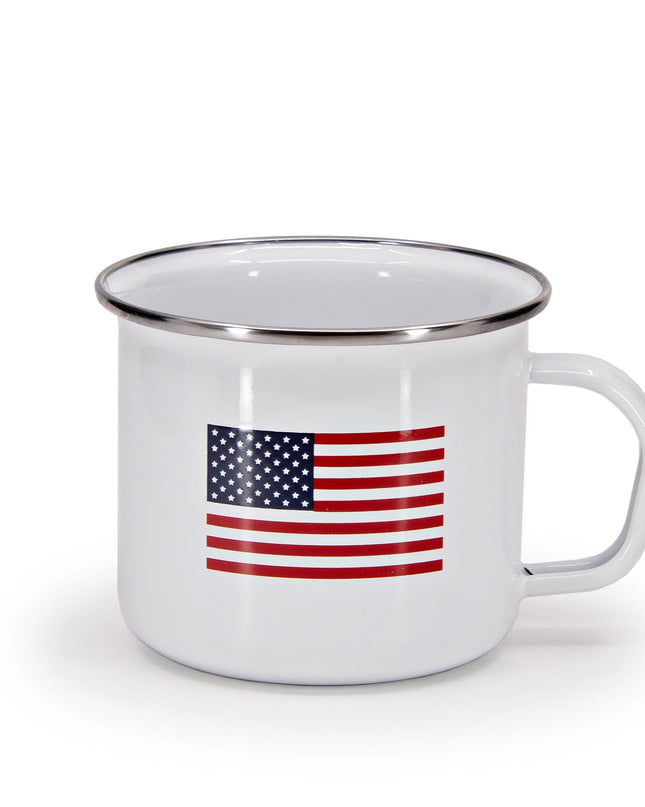 US28S4 - Set of 4 US Flag Grande Mugs - Golden Rabbit Enamelware