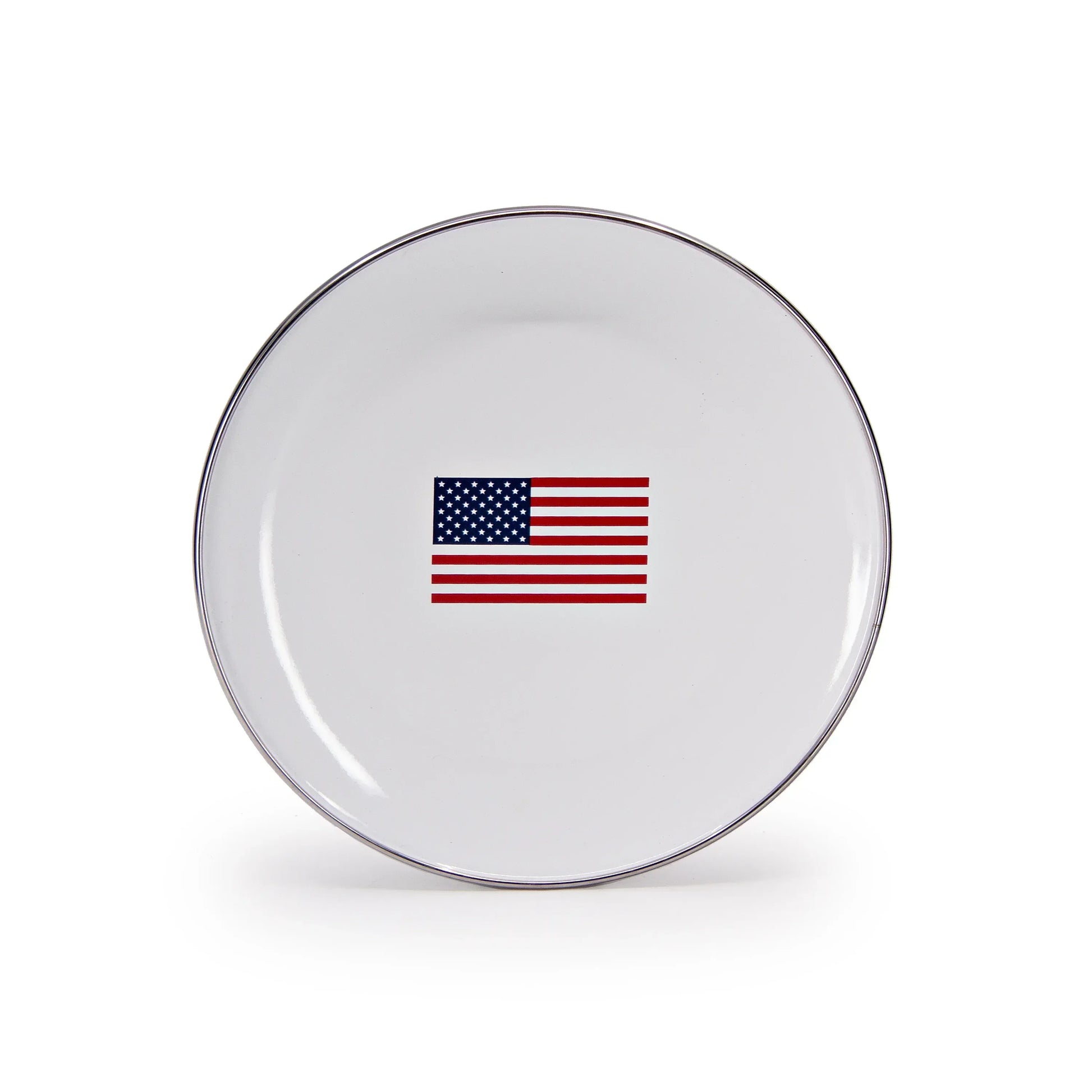 US69S4 - Set of 4 US Flag Sandwich Plates - Golden Rabbit Enamelware