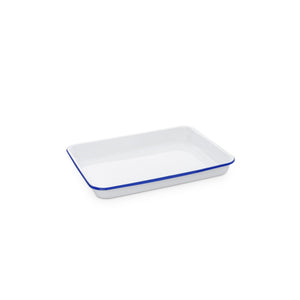 ecomposer-color-blue rim, V190BLU - Vintage Small Rectangular Tray, Blue Rim