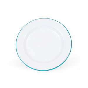 ecomposer-color-turquoise rim, V20TUR-4 - Vintage Dinner Plates, Set of 4, Turquoise Rim