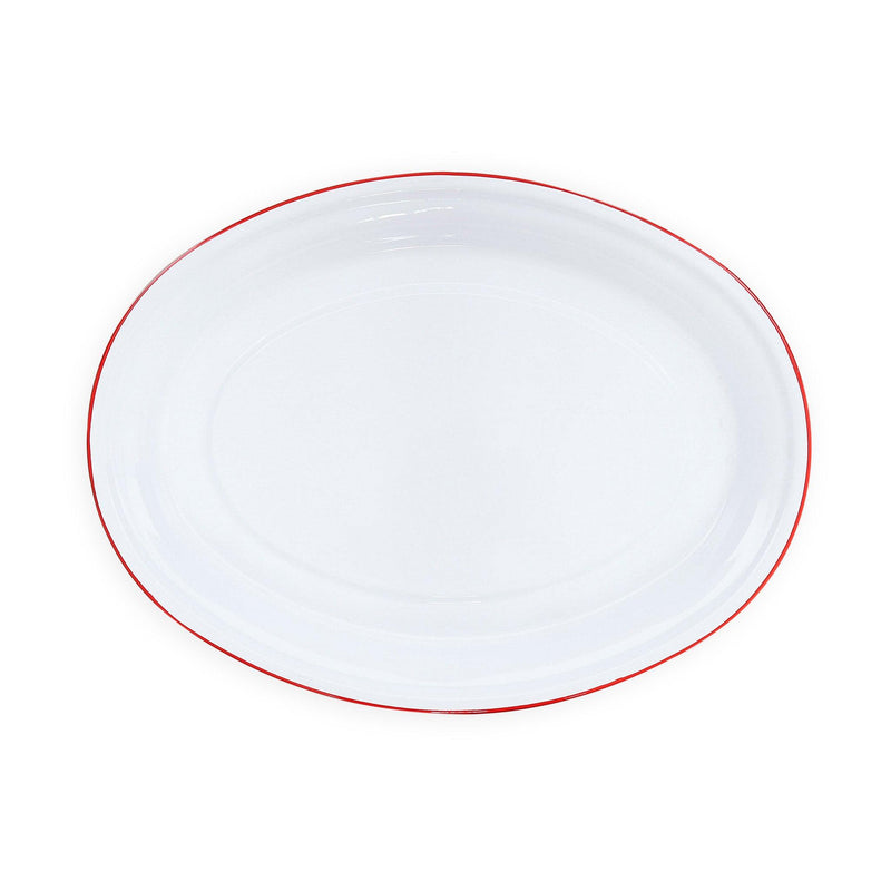 ecomposer-color-red rim, V61RED - Vintage Oval Platter, Red Rim