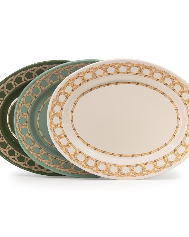 Domino x CCH Wicker Small 14 inch Oval Tray