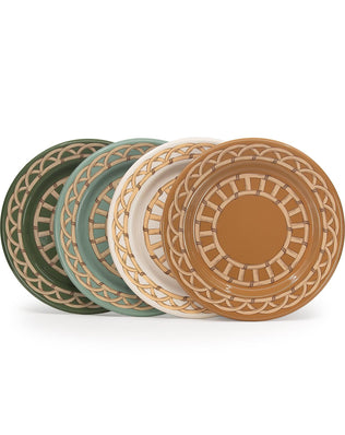 Domino x CCH Wicker Flat Salad Plates, Set of 4