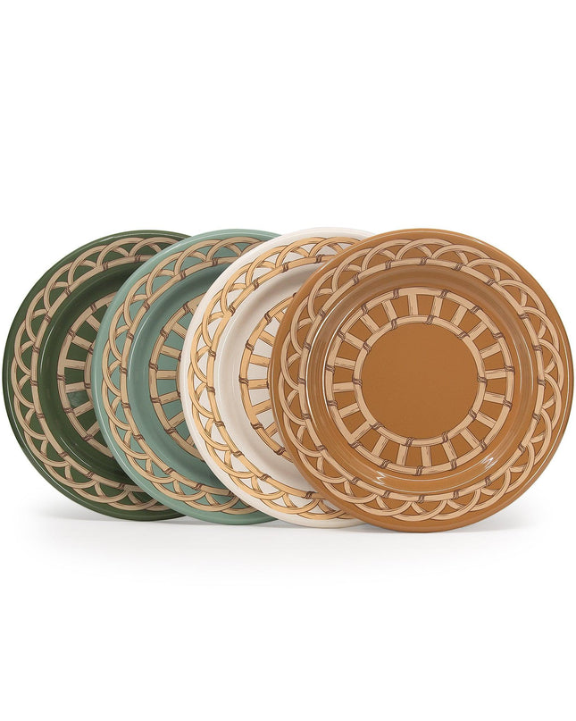 Domino x CCH Wicker Flat Salad Plates, Set of 4