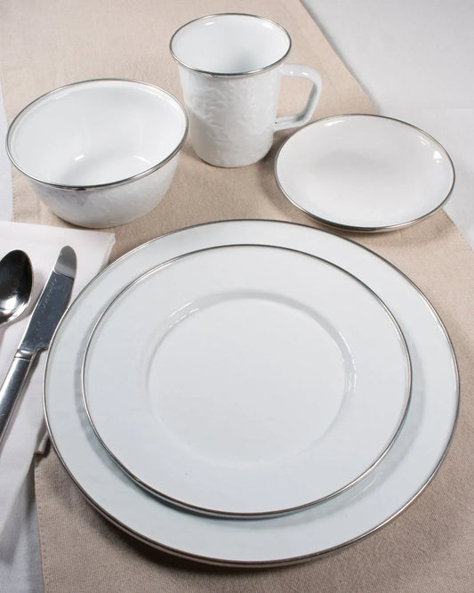 WW45 - Solid Flatware Set, White - Golden Rabbit Enamelware