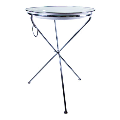 Solid White Tray with Steel Table Base