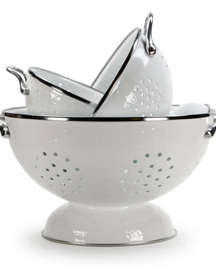WWCOLS - White Solid Set Of Colanders - Golden Rabbit Enamelware
