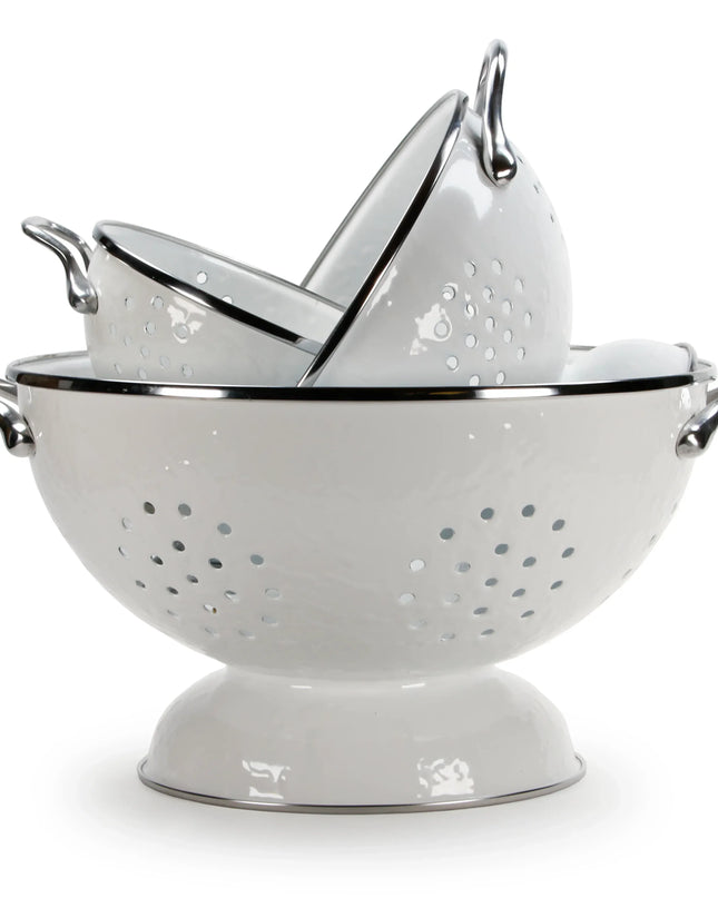 WWCOLS - White Solid Set Of Colanders - Golden Rabbit Enamelware