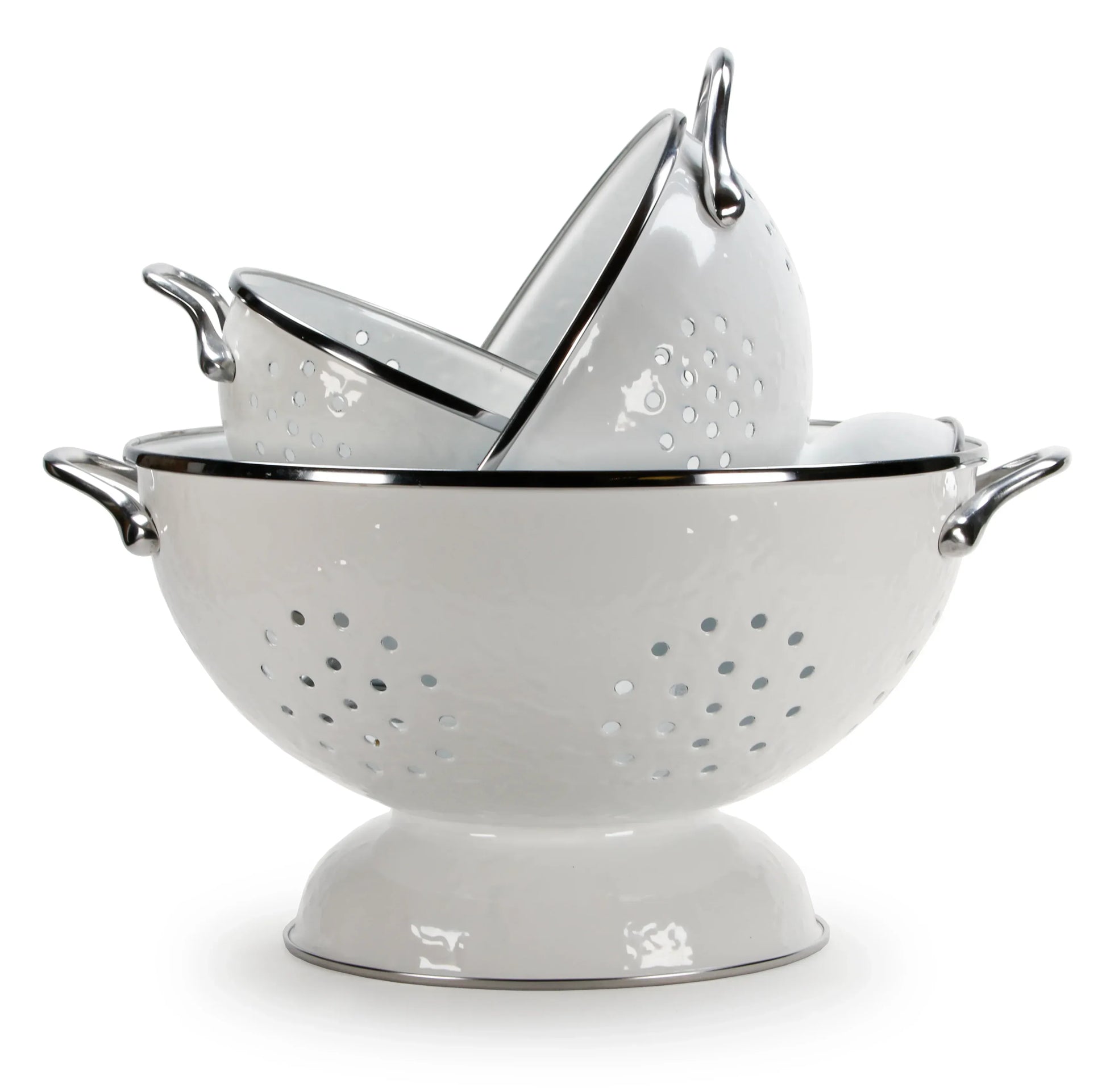 WWCOLS - White Solid Set Of Colanders - Golden Rabbit Enamelware